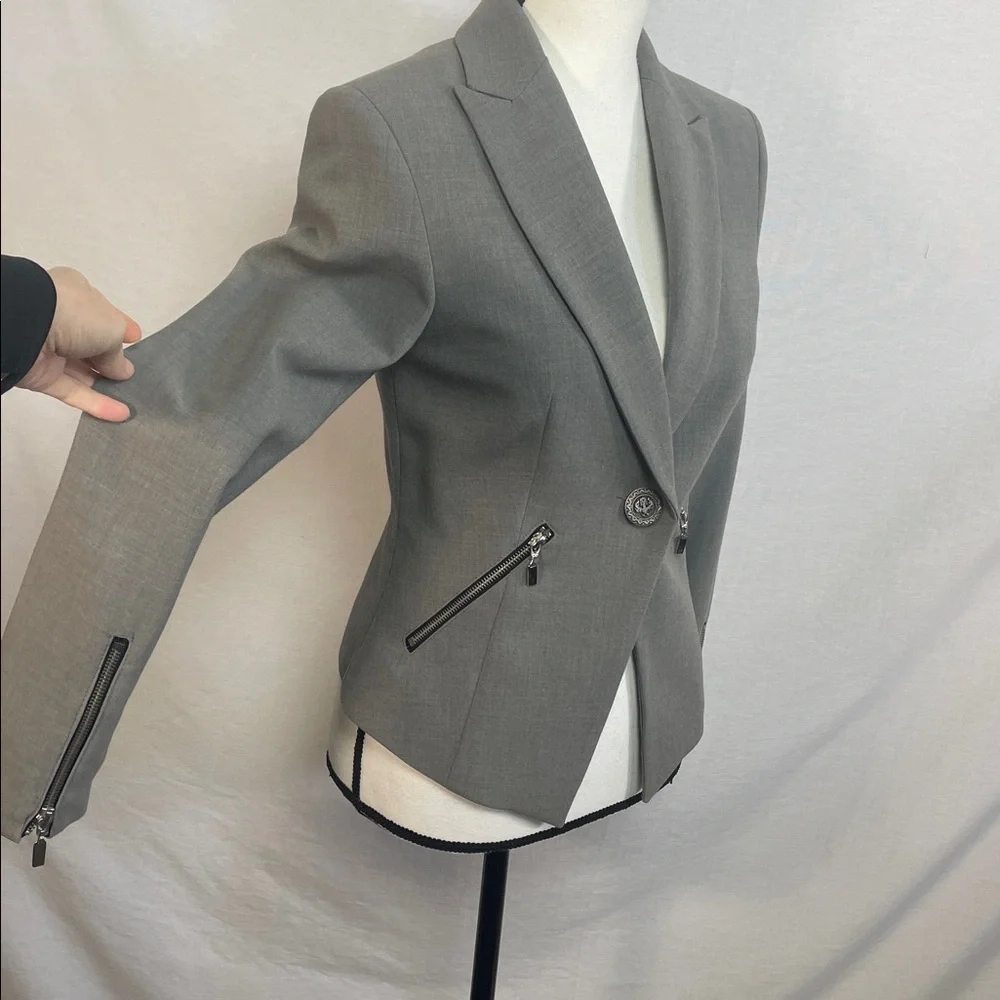 NWT Charcoal Women's Blazer with Zipper Accents
